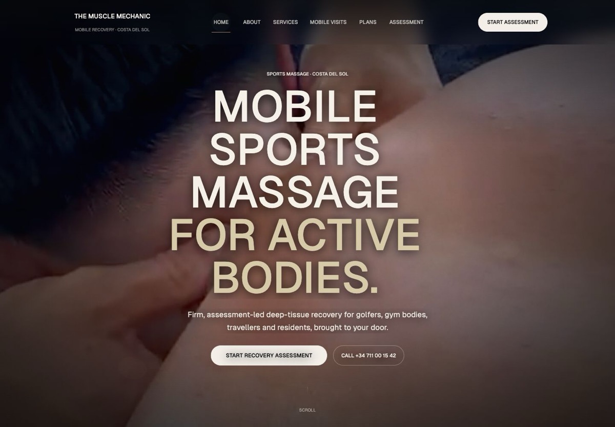 The Muscle Mechanic, live website screenshot