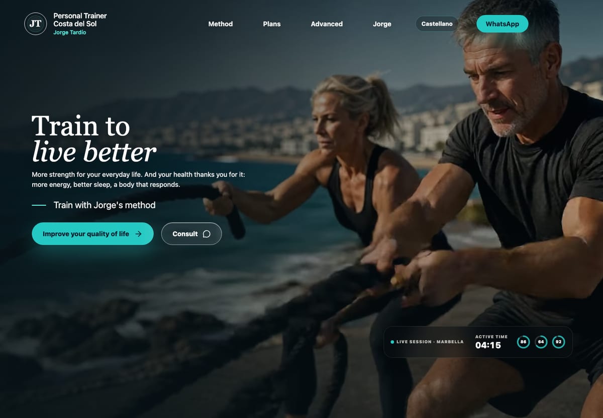 Personal Trainer Costa del Sol, live website screenshot